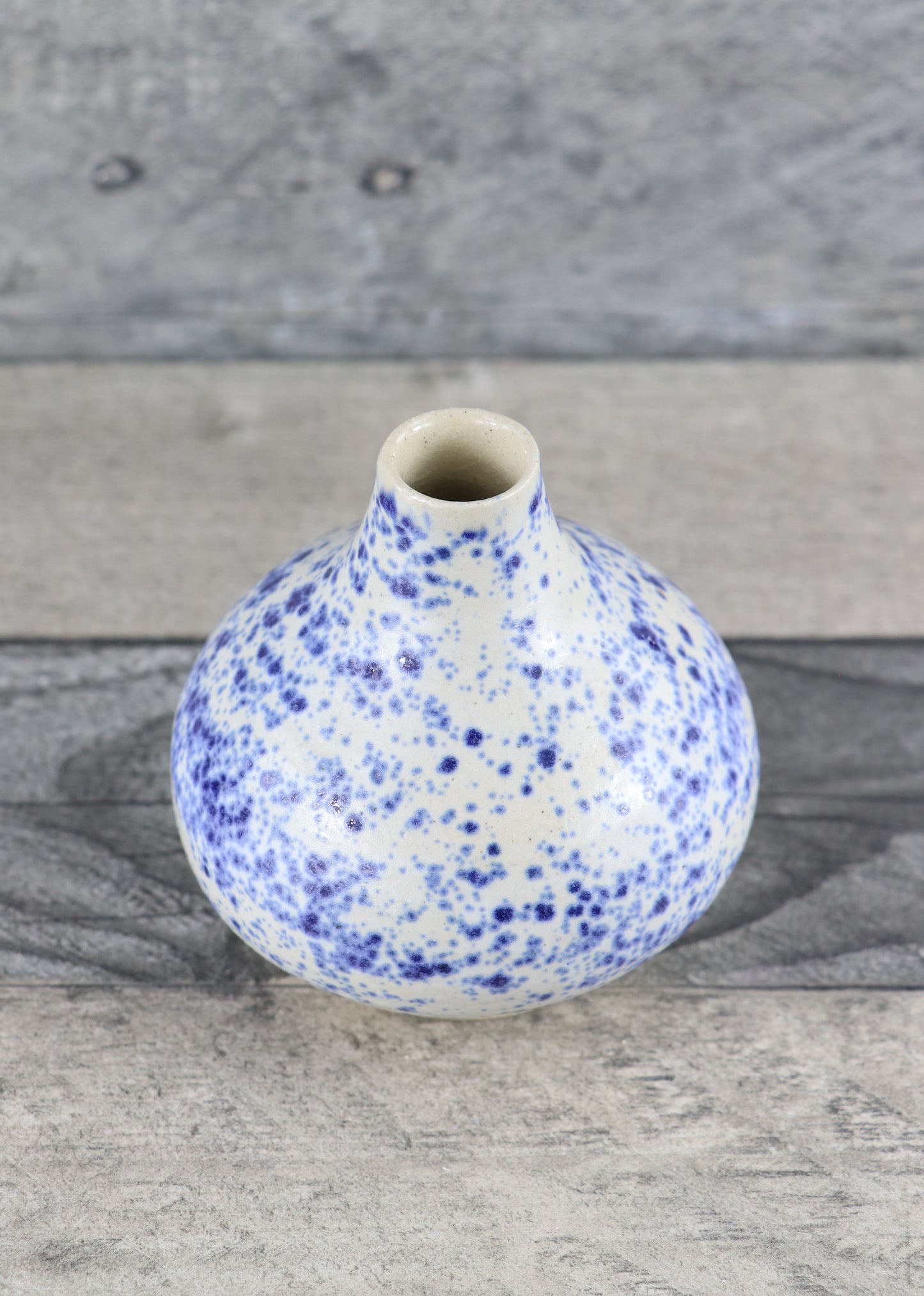 Blue Splatter Bud Vase