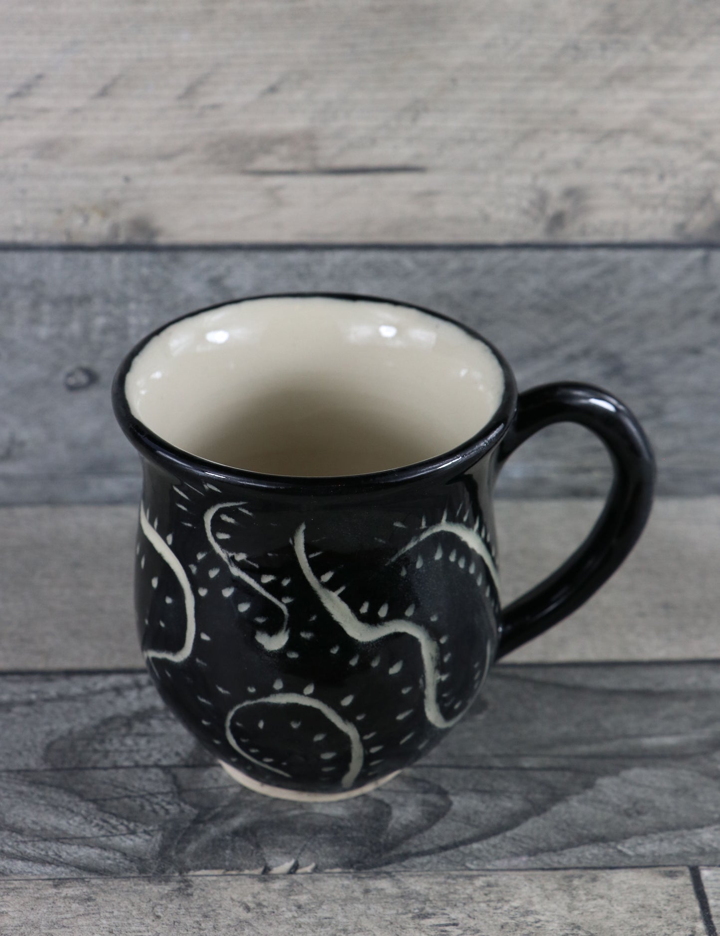 Black Sgraffito Mug