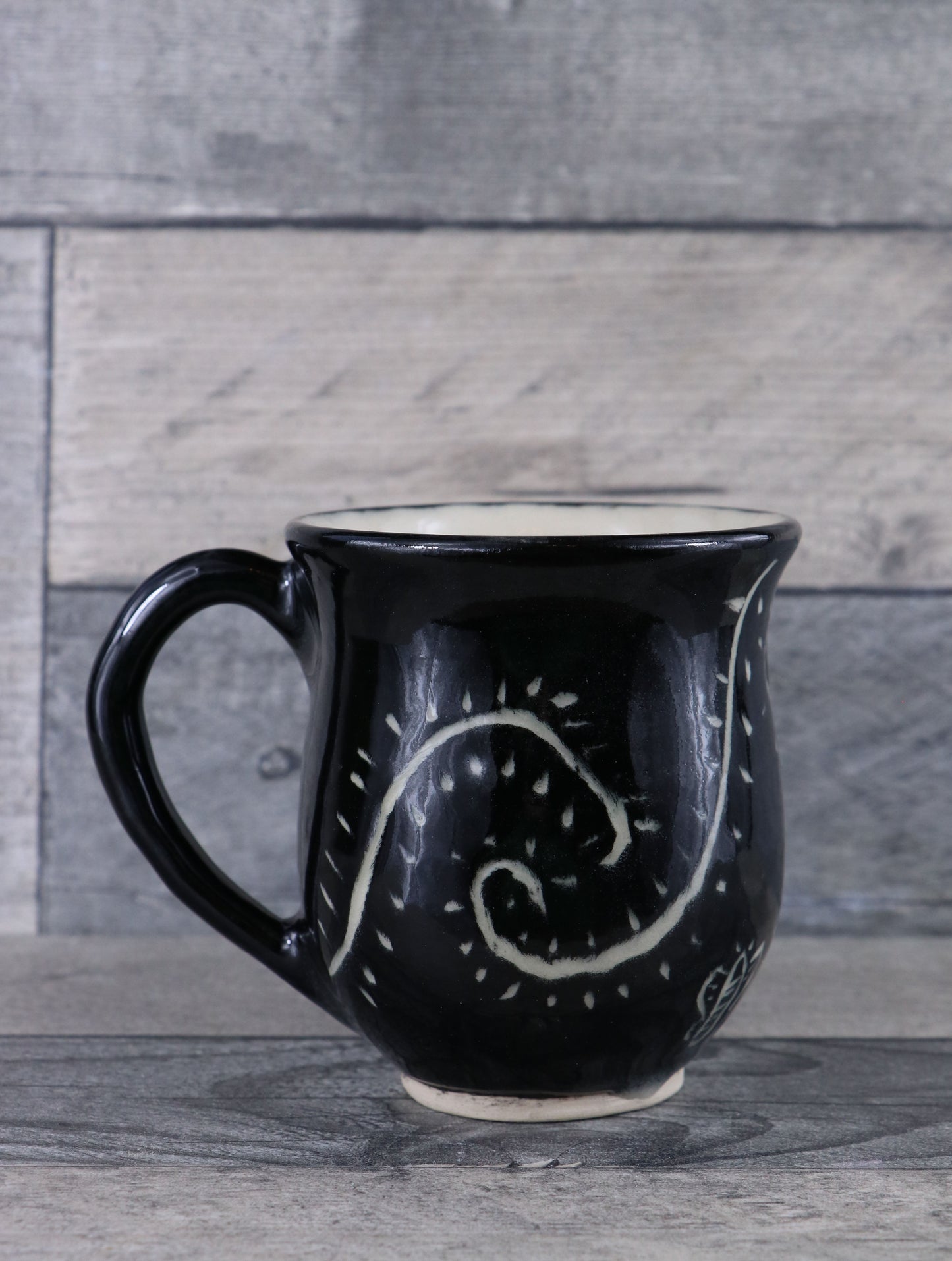 Black Sgraffito Mug