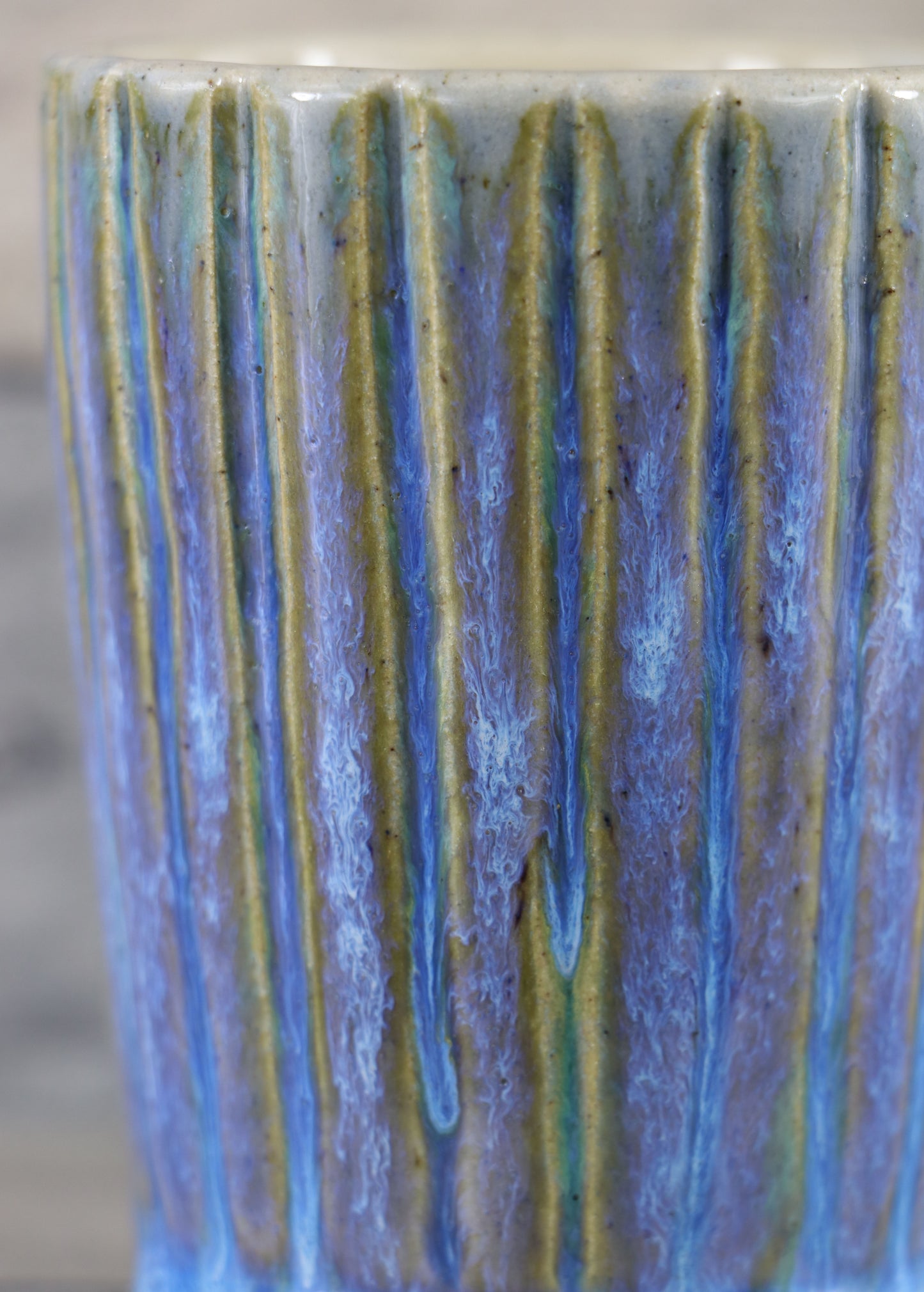 Bright Blue Striped Pot