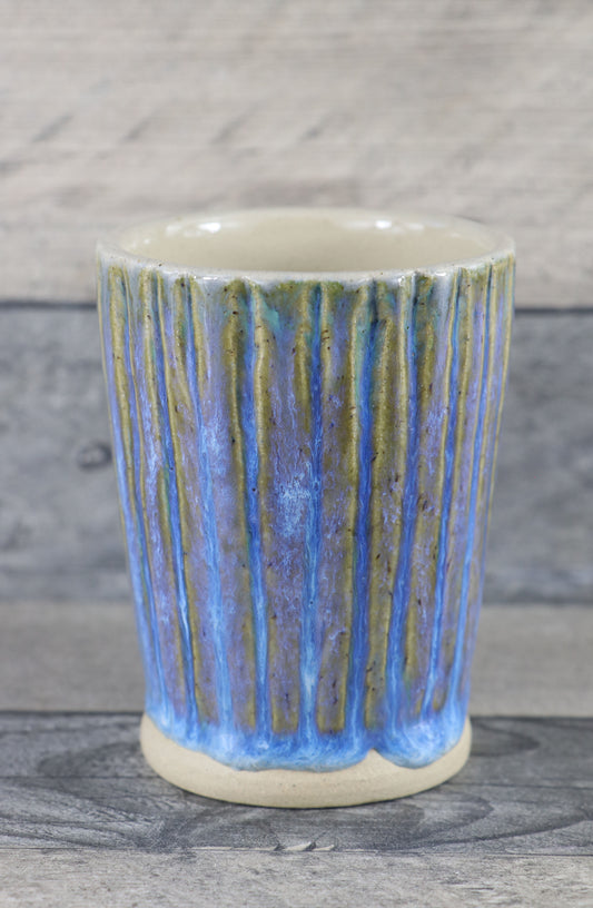 Bright Blue Striped Pot