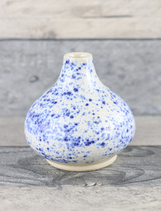 Blue Splatter Bud Vase